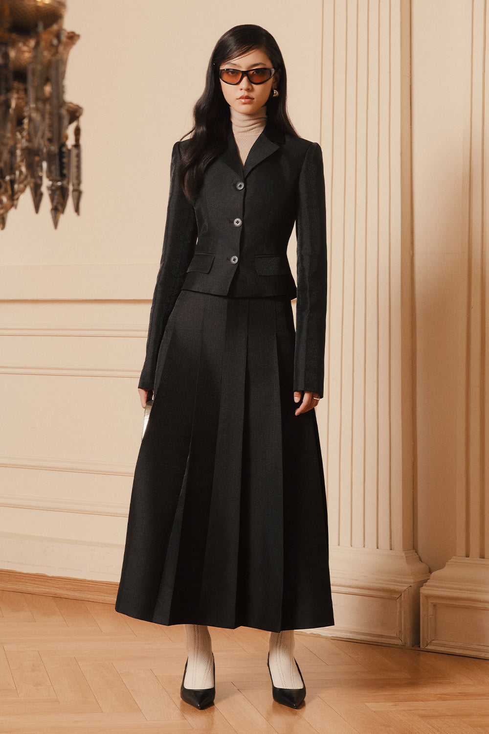 Amalia V-Neck Taffeta Blazer