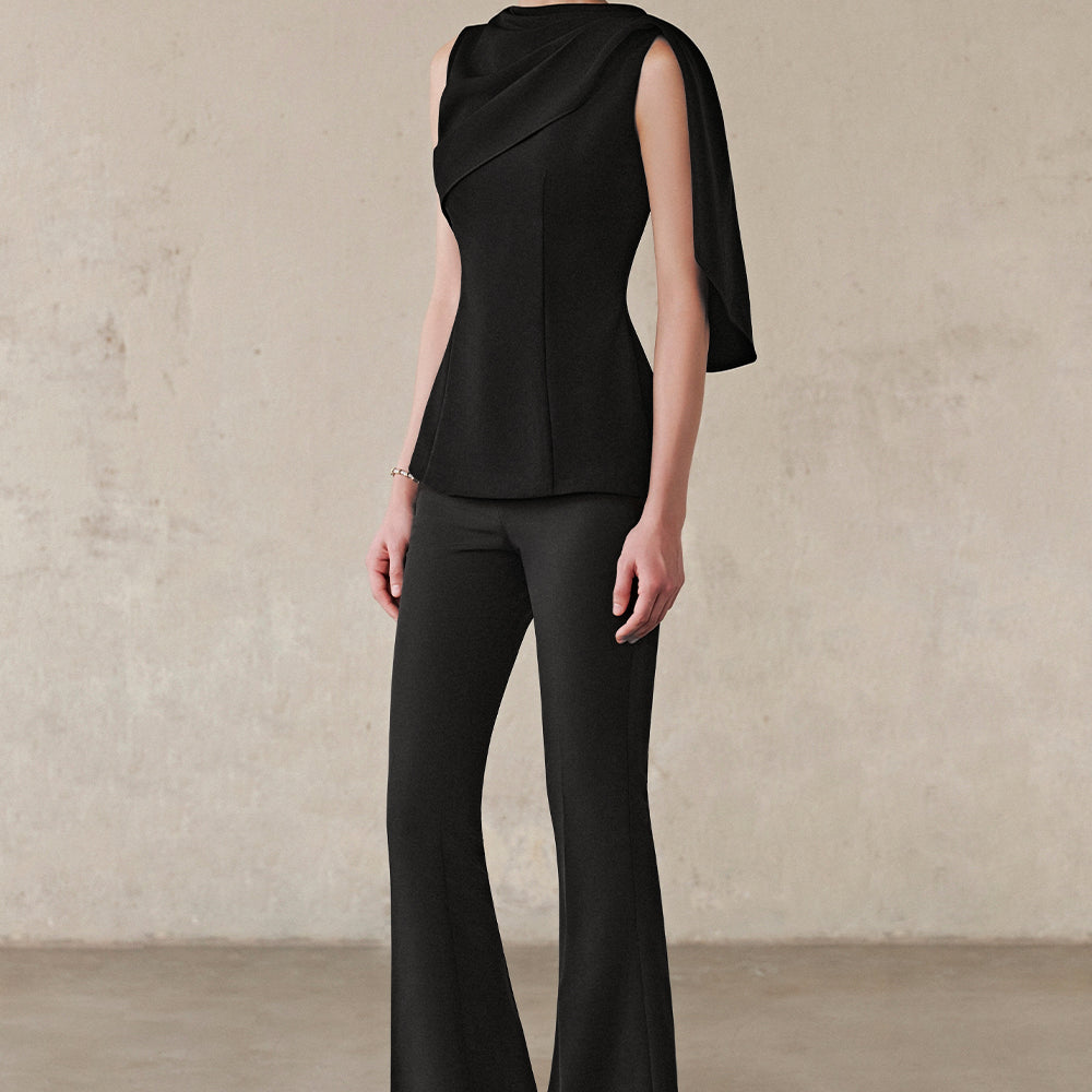 Enola Aysmmetric Neck Draped Top