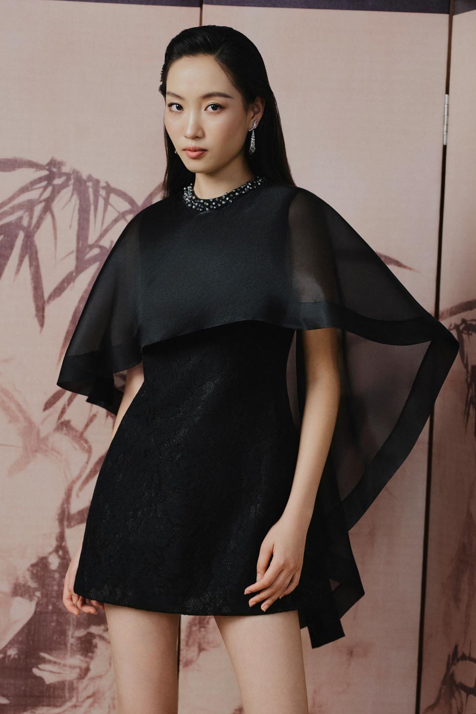Misty Cape Sleeve Mini Dress