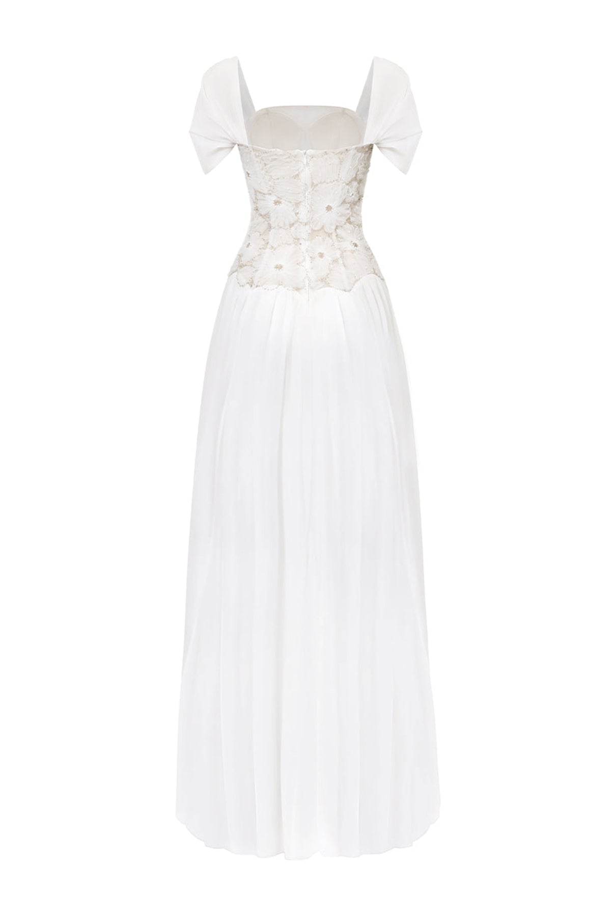 Nebula Fit and Flare Floral Mesh Lace Floor Length Dress