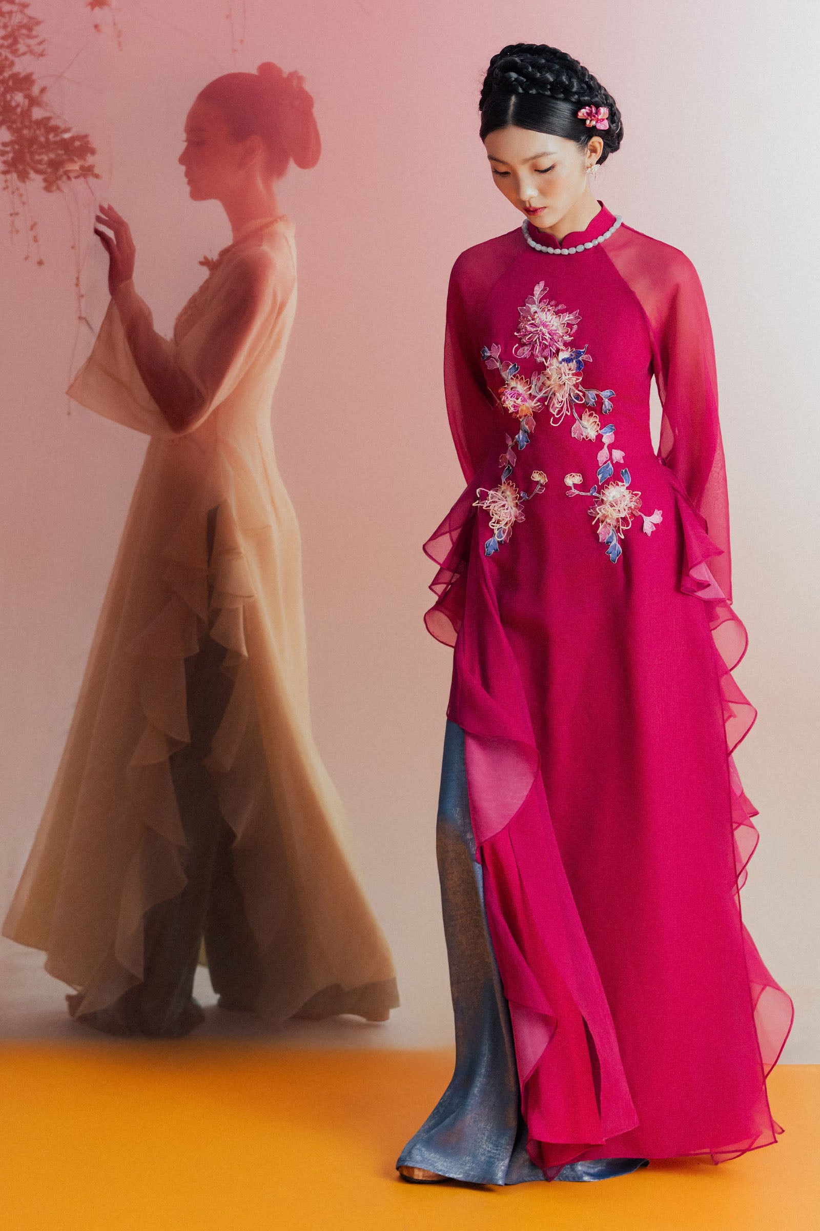 Cuc Thy Ruffle Ao Dai Set