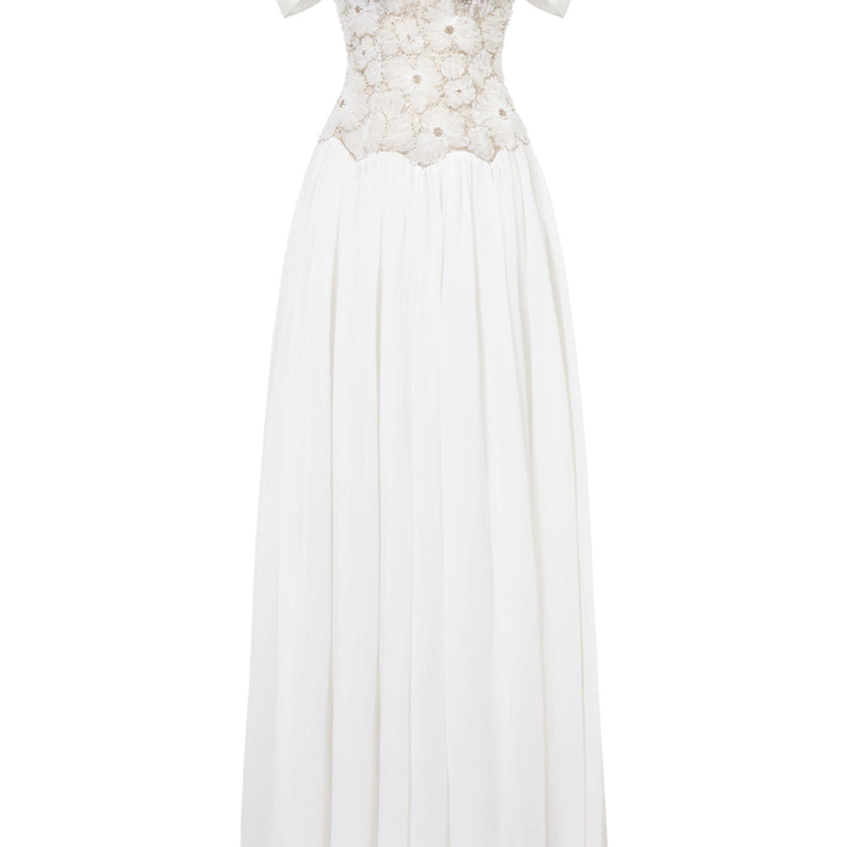 Nebula Fit and Flare Floral Mesh Lace Floor Length Dress
