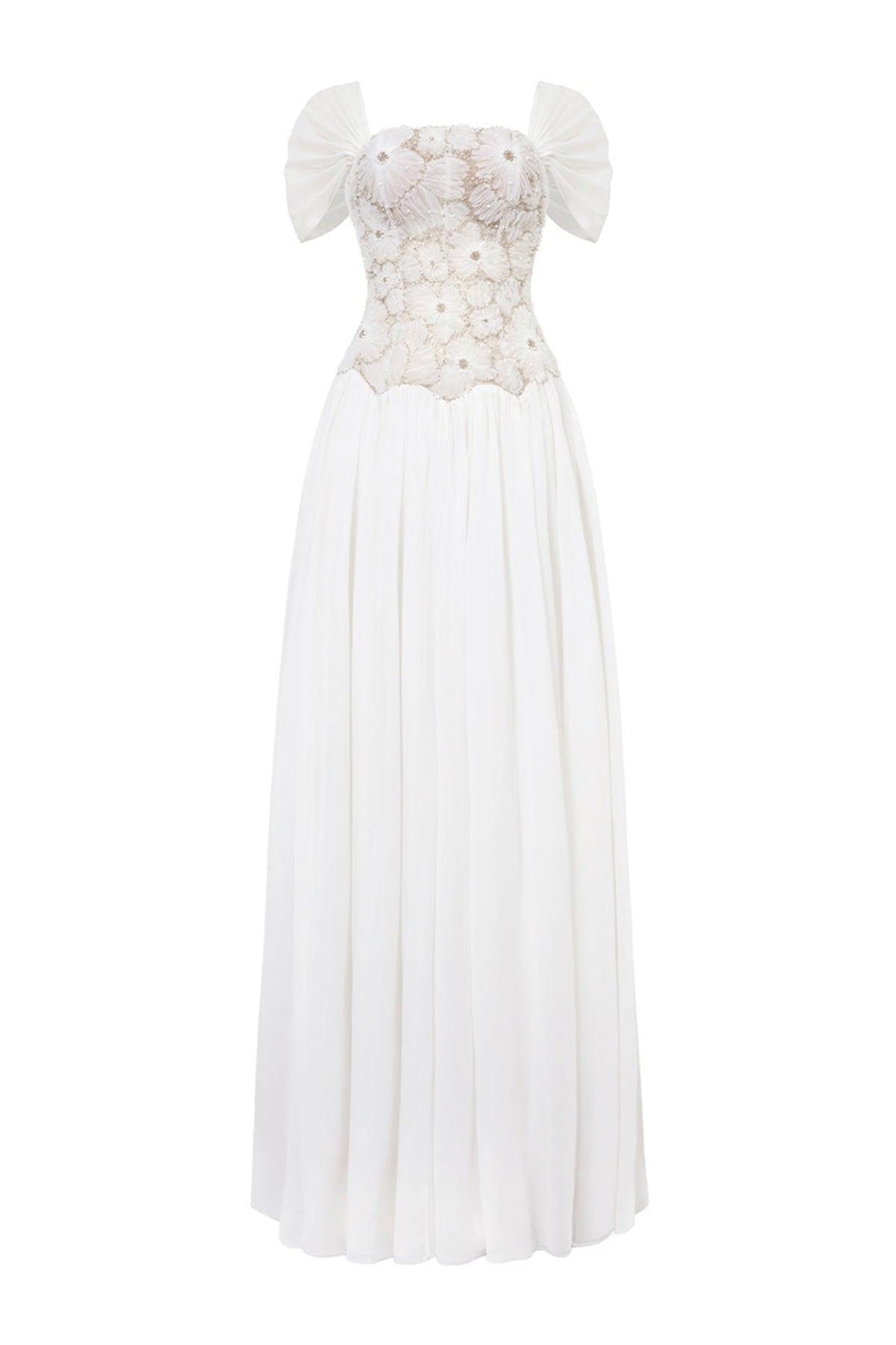 Nebula Fit and Flare Floral Mesh Lace Floor Length Dress