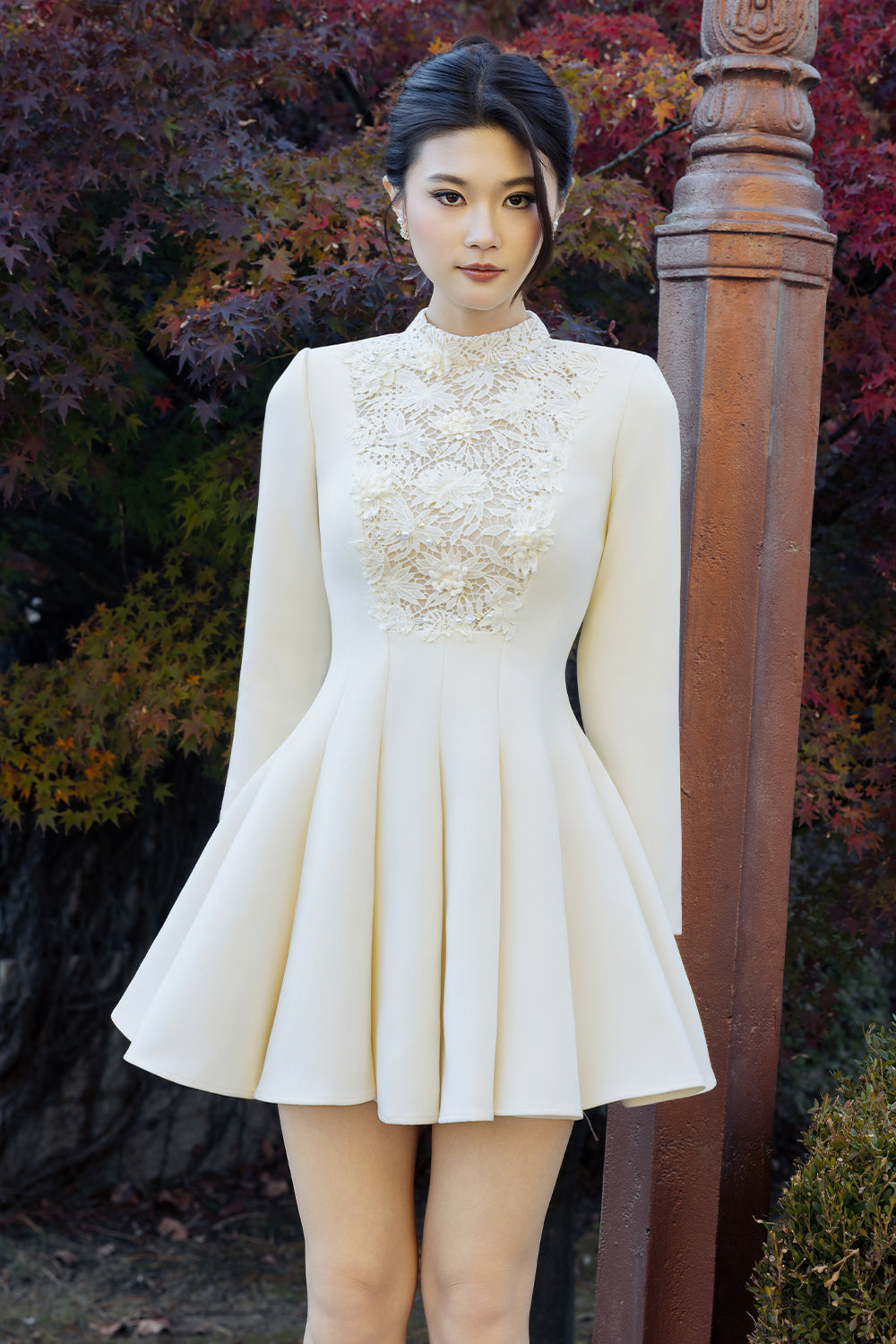 Nivora High Neck Applique Mini Dress