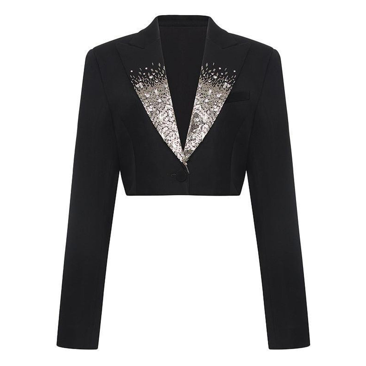 Daffodils Cropped V-Neck Crepe Jacket
