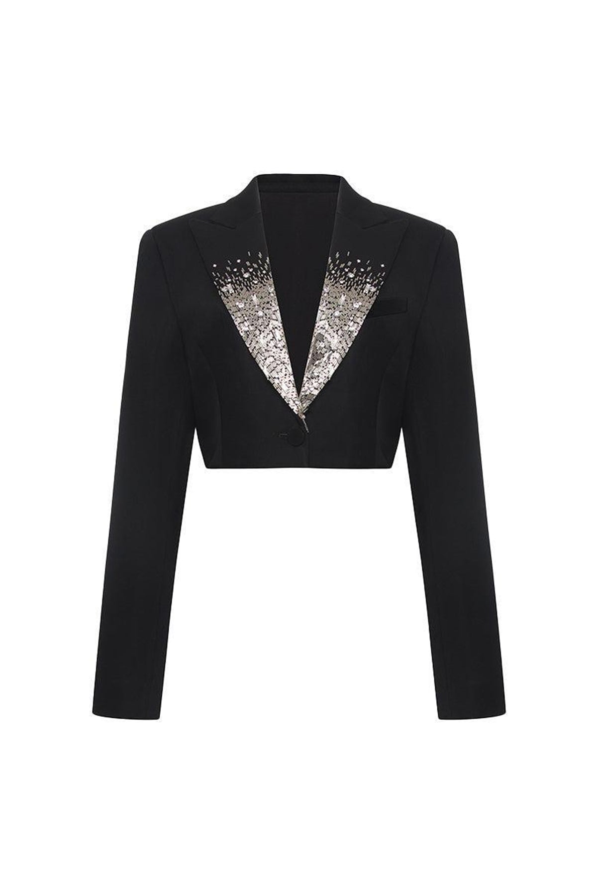Daffodils Cropped V-Neck Crepe Jacket