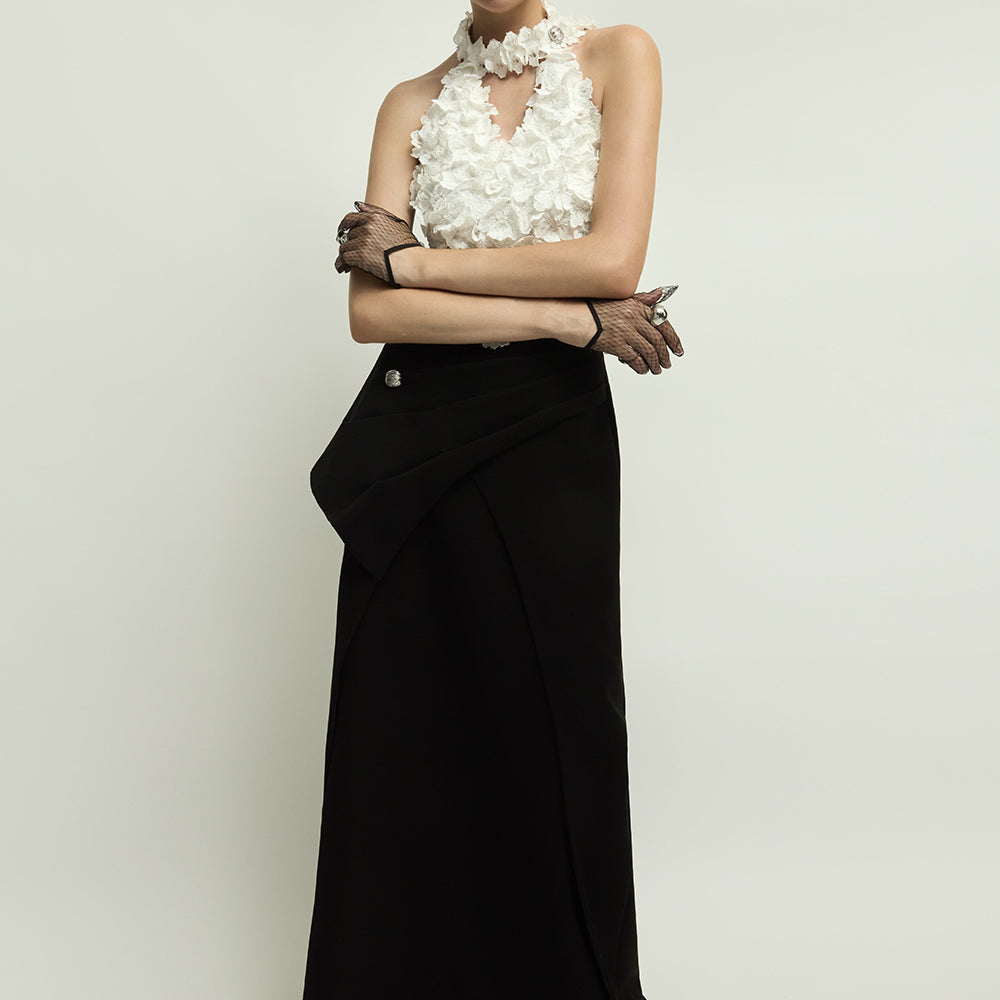 Rennes Halter Applique Maxi Dress