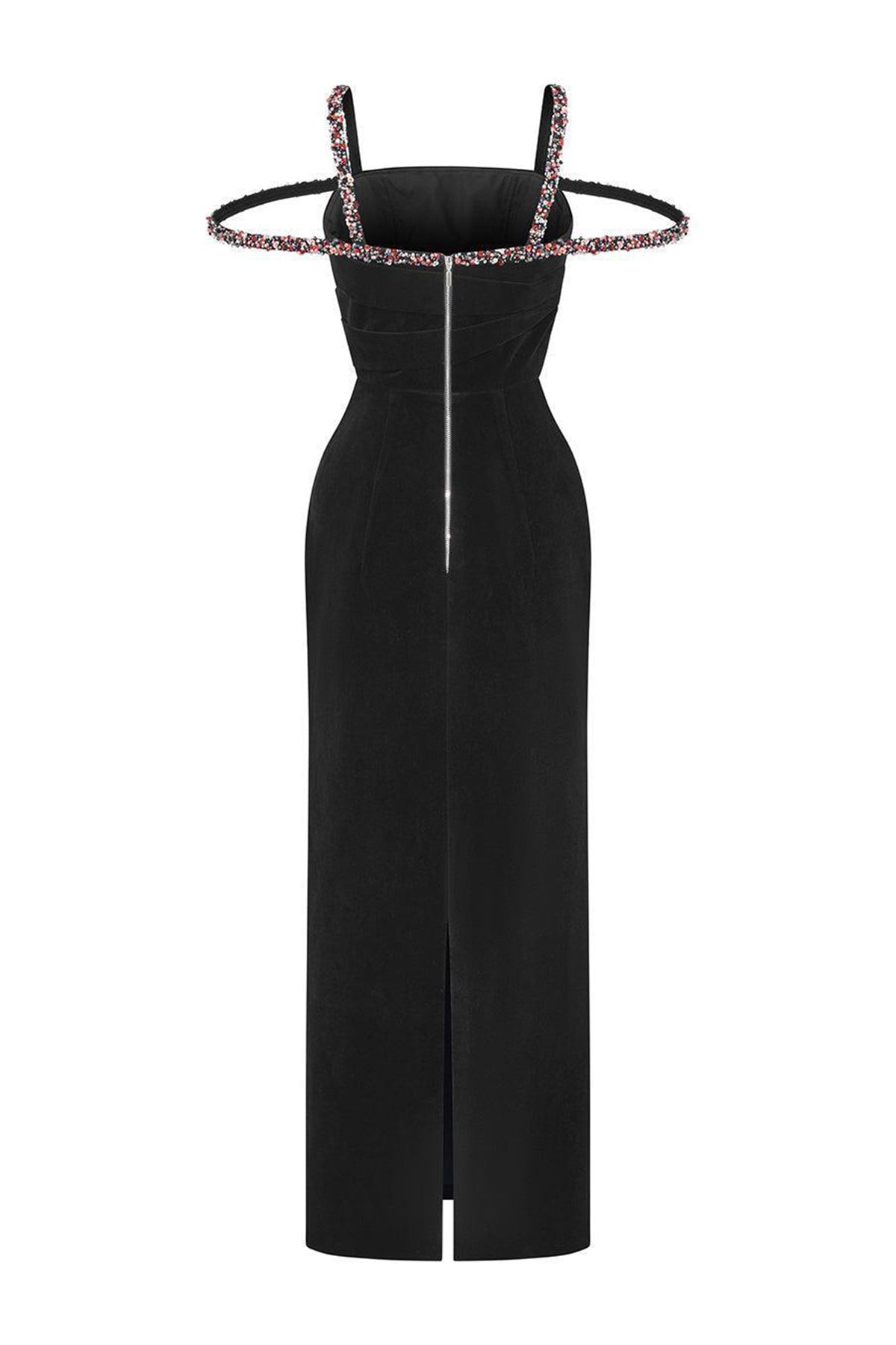 Mystic Sheath Square Neck Velvet Ankle Length Dress