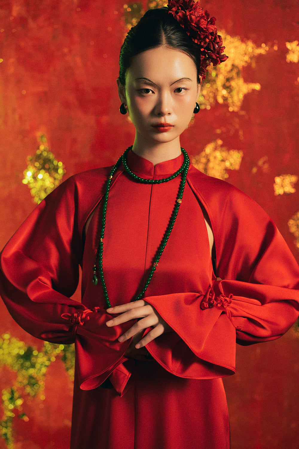 Nhat Chieu Straight Synthetic Silk Ao Dai