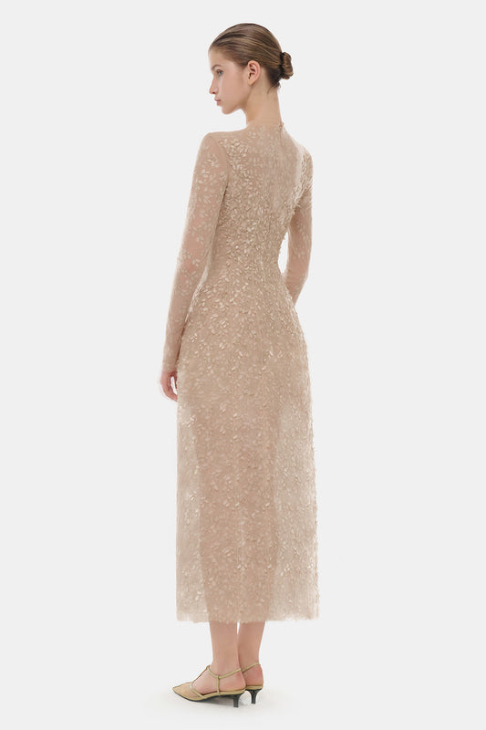 Isabeau Regular Sleeve Button Midi Dress