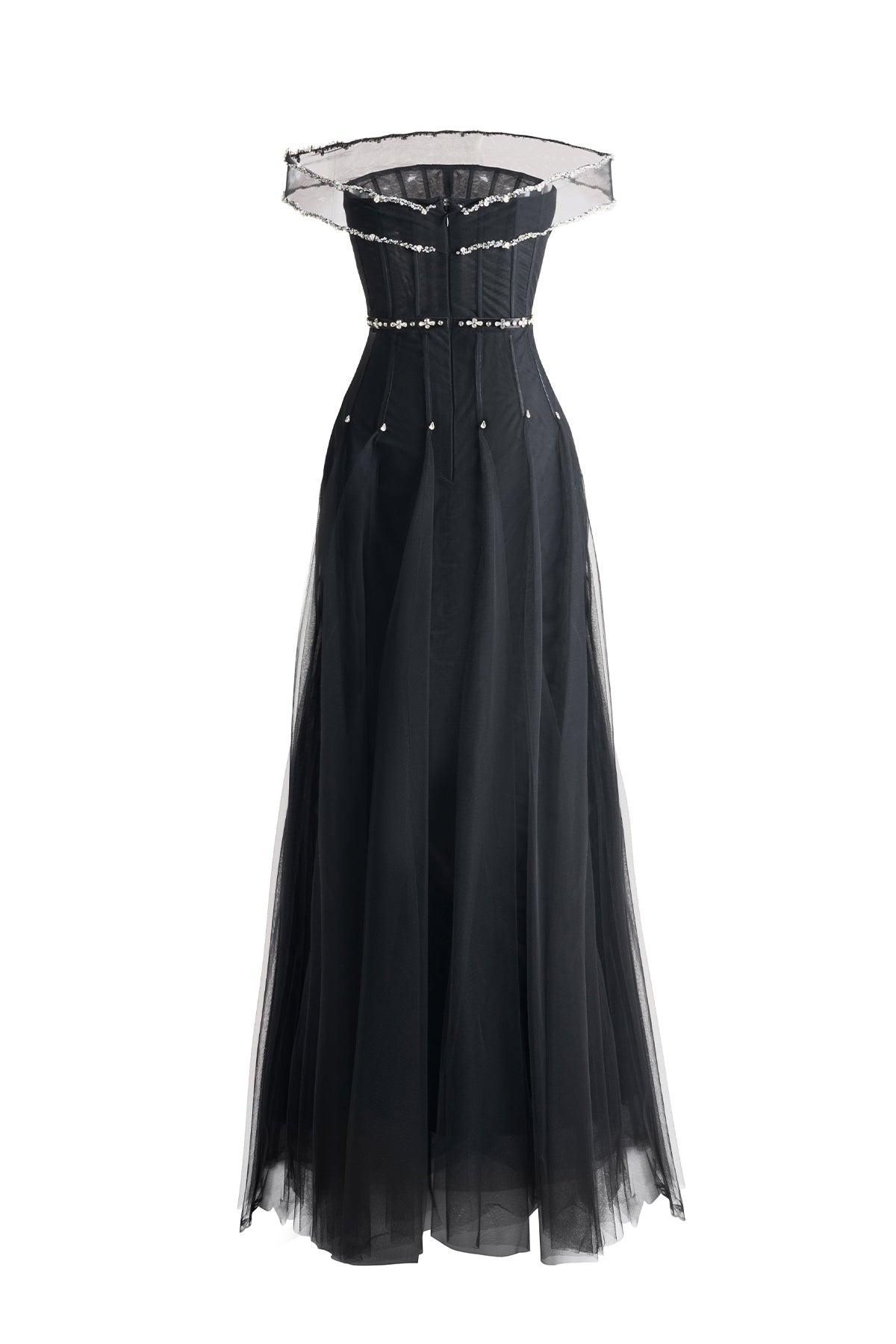 Jayleen Gored Off-Shoulder Organza Maxi Dress