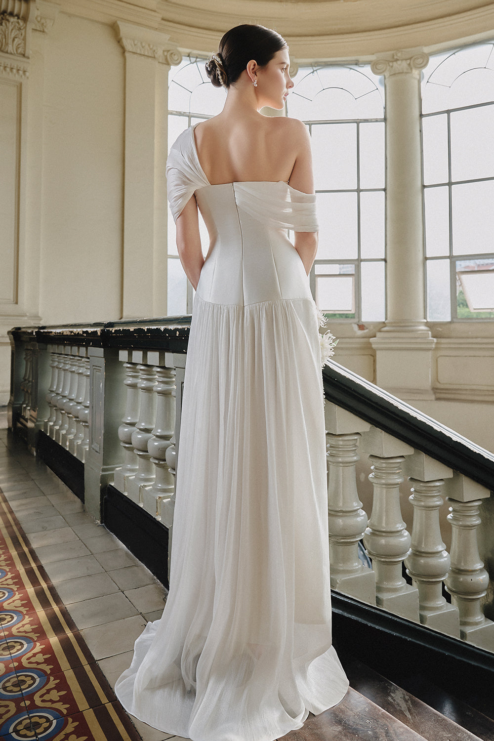 Anne Asymmetric Sleeve Maxi Dress