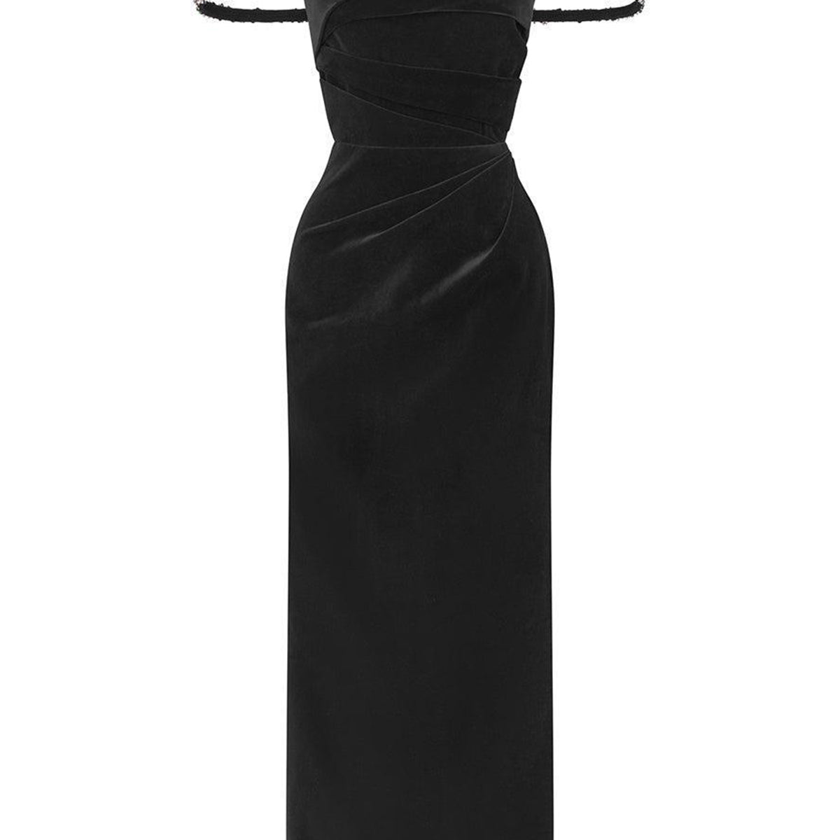 Mystic Sheath Square Neck Velvet Ankle Length Dress