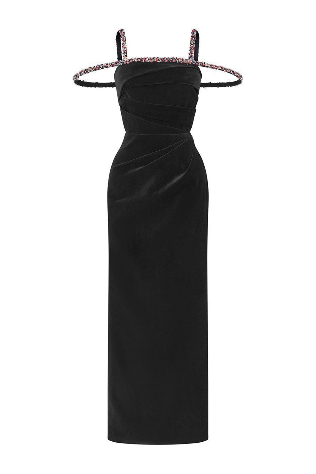 Mystic Sheath Square Neck Velvet Ankle Length Dress