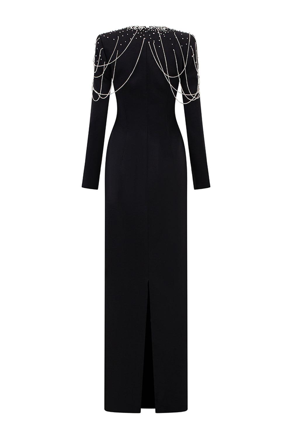 Jarvis Sheath Teardrop Cut-Out Crepe Floor Length Dress