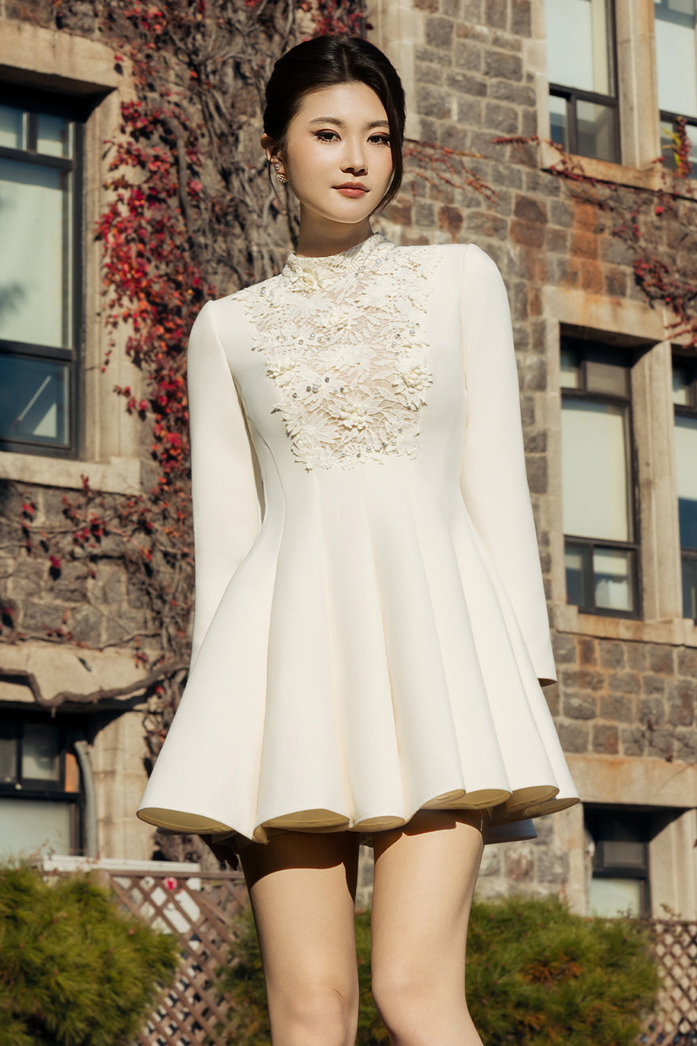 Nivora High Neck Applique Mini Dress