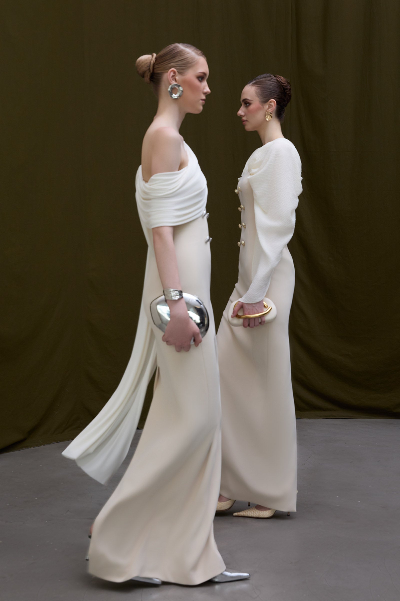 Roseberry Asymmetric Neck Button Maxi Dress