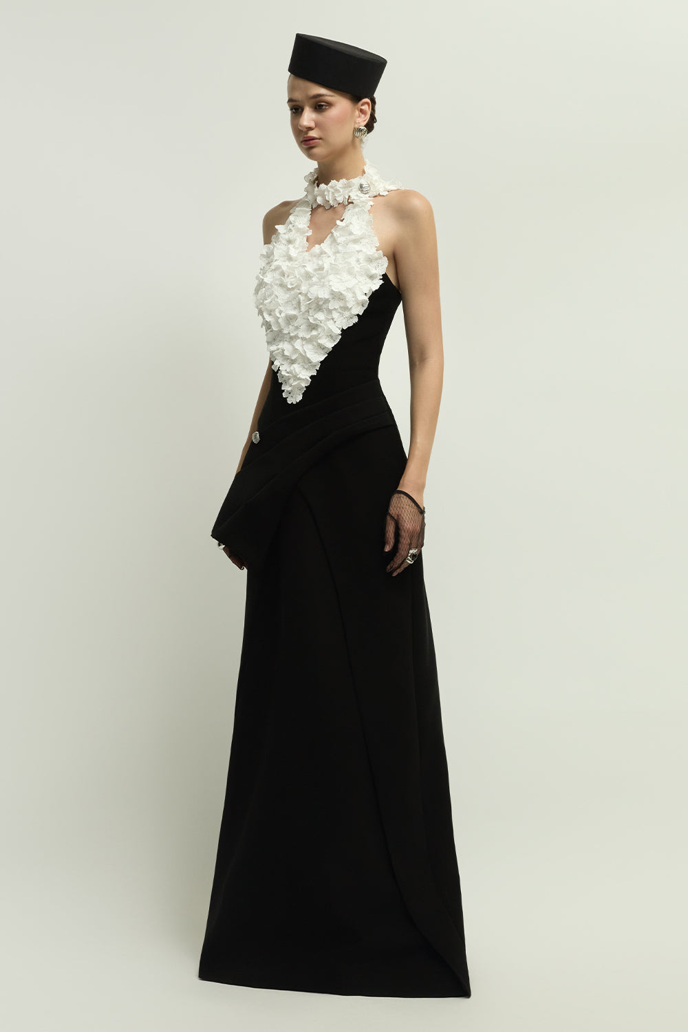 Rennes Halter Applique Maxi Dress