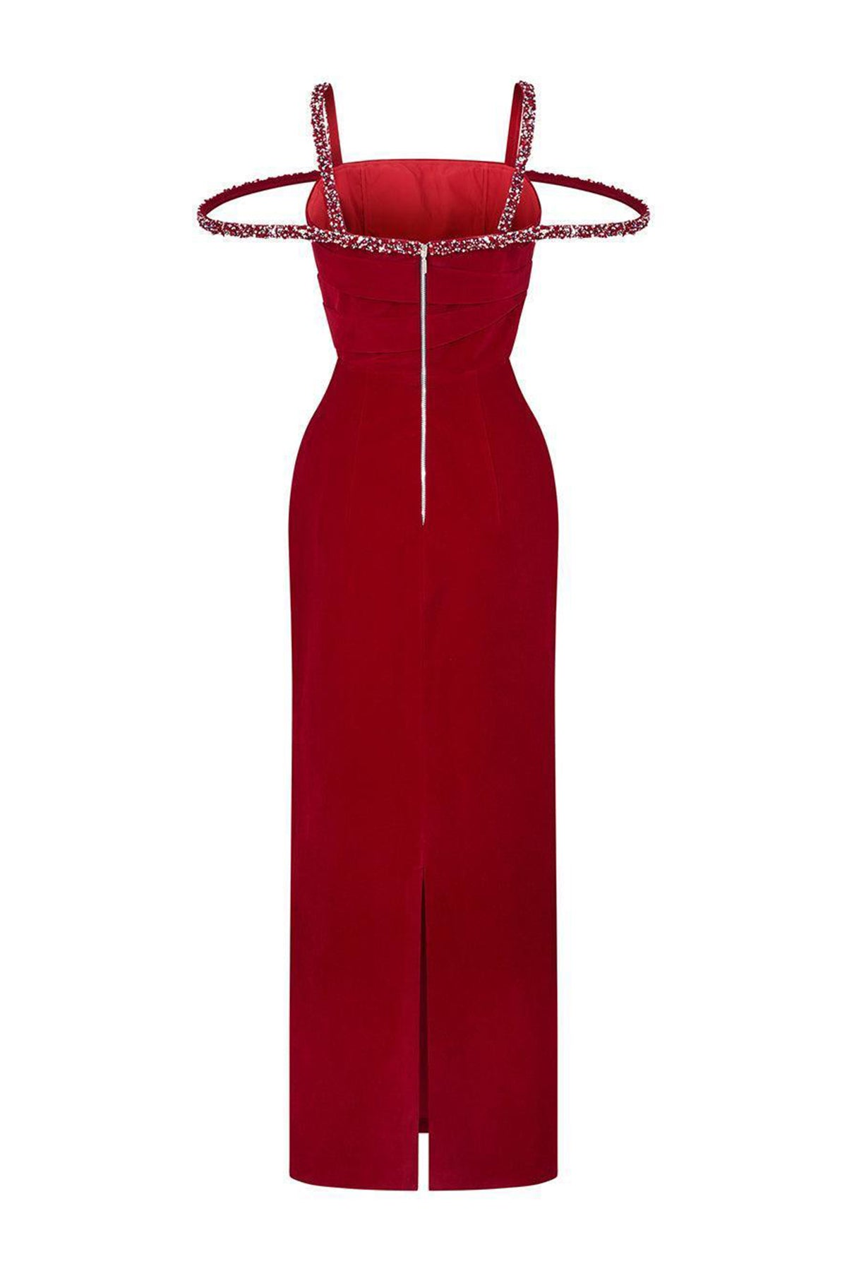 Mystic Sheath Square Neck Velvet Ankle Length Dress