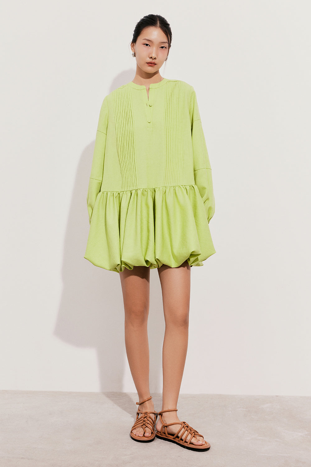 Women's Jasmine Bubble Mini Dress Celery Green XS/S/M/L/Customize MEAN BLVD
