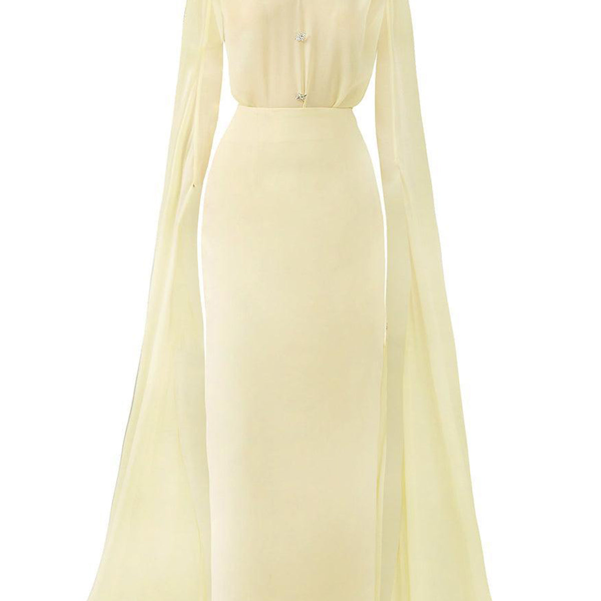 Jaliyah Sheath Hanging Sleeved Chiffon Floor Length Set
