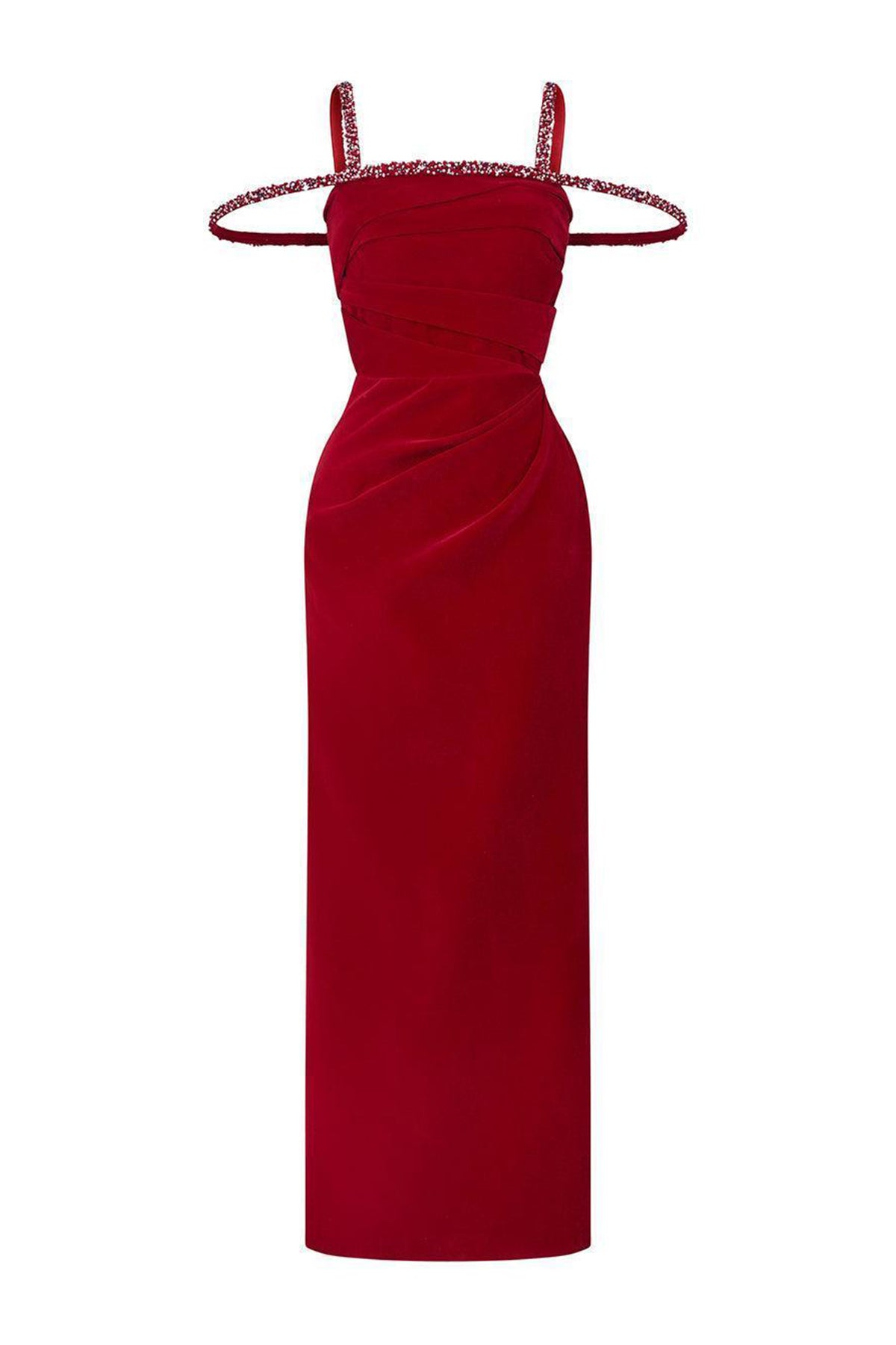 Mystic Sheath Square Neck Velvet Ankle Length Dress