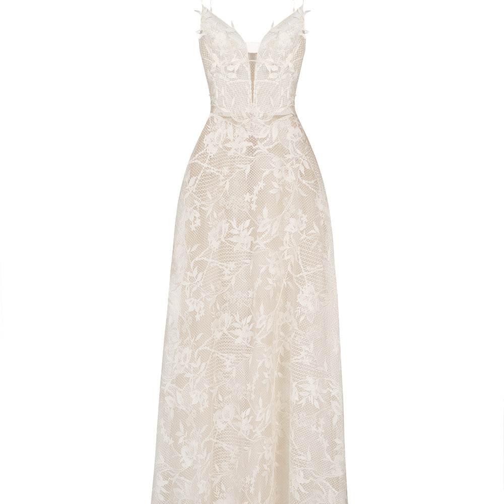 Ivory Strap Lace Dress