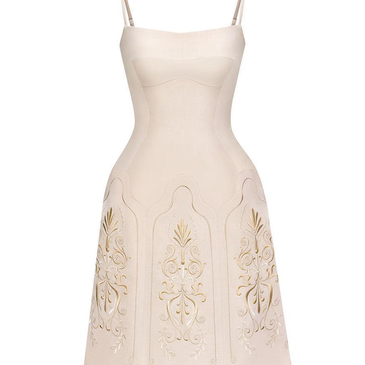 Elizabeth A-line Embroidered Polycotton Knee-length Dress