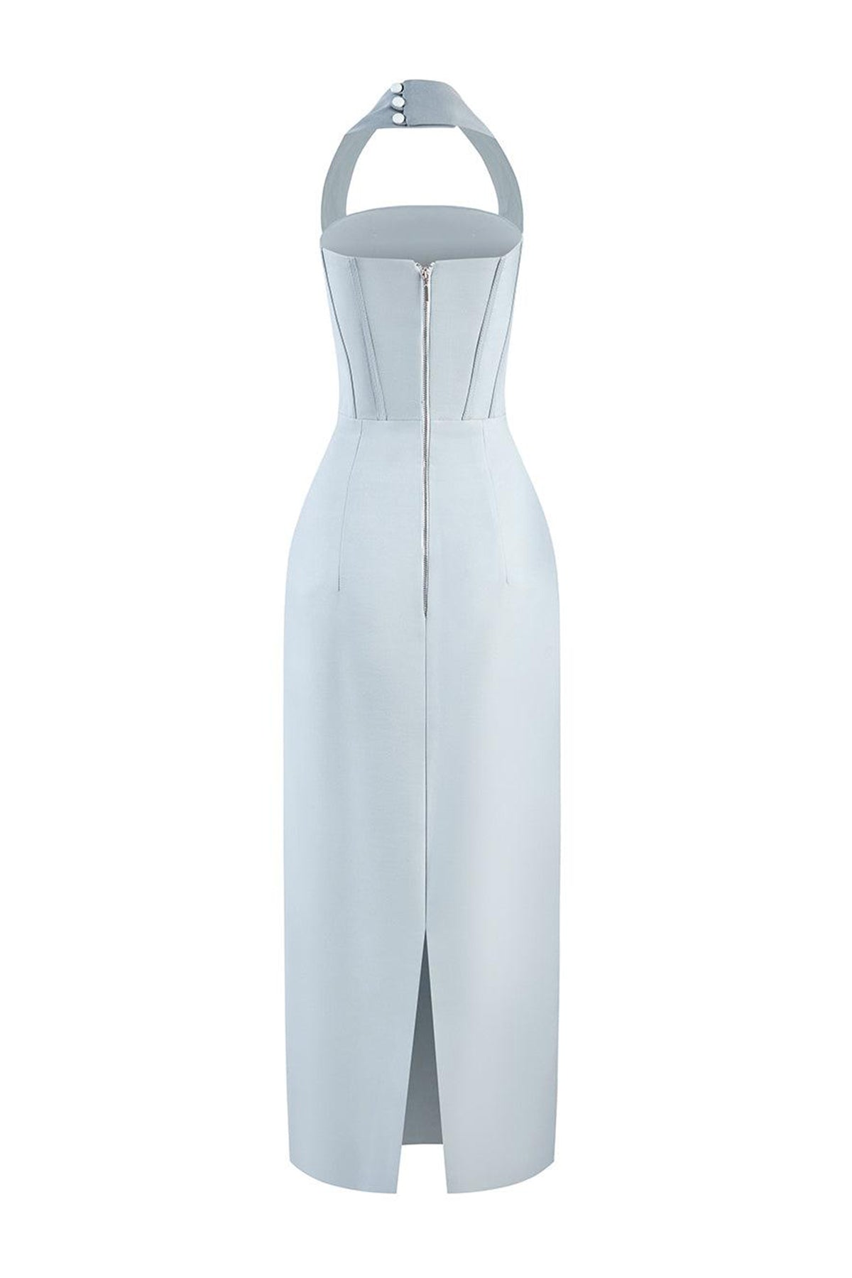 Morpho Halter Corset Taffeta Midi Dress