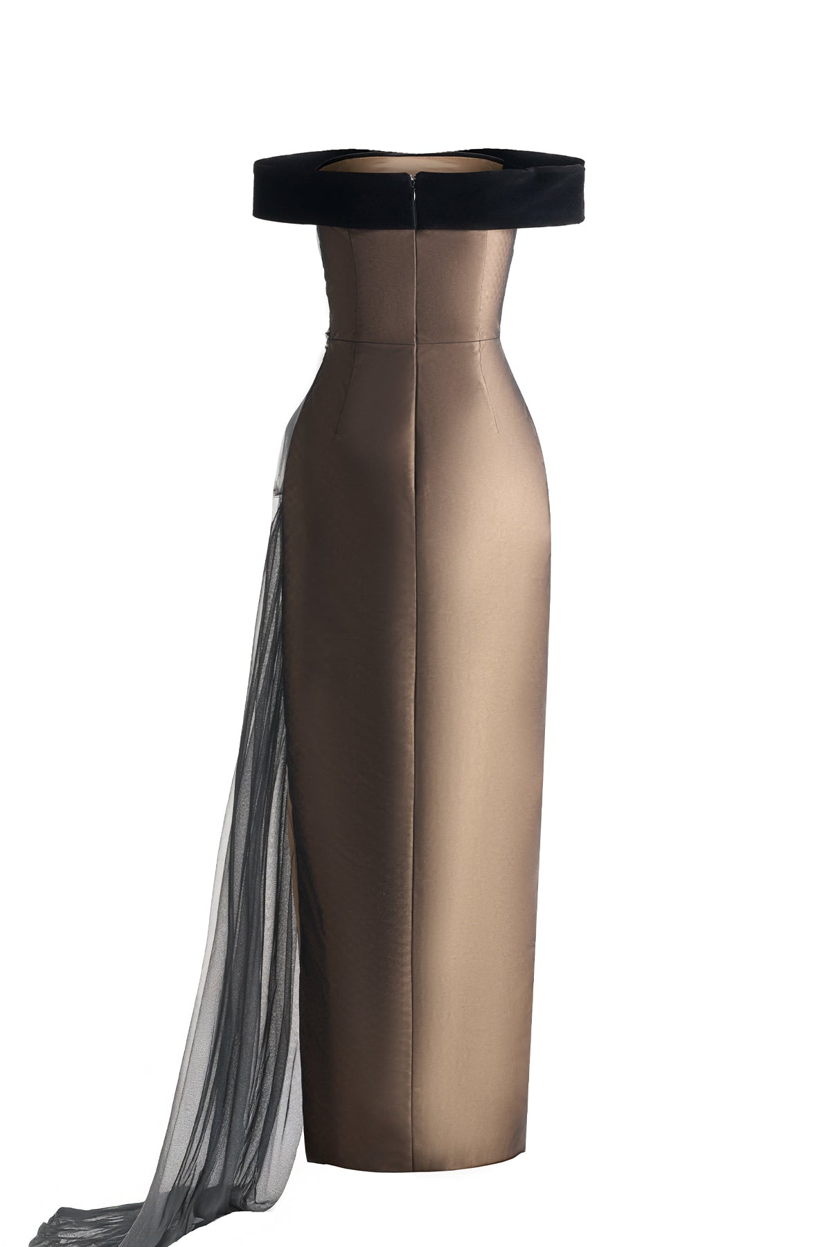 Hazel Slit Off-Shoulder Organza Maxi Dress