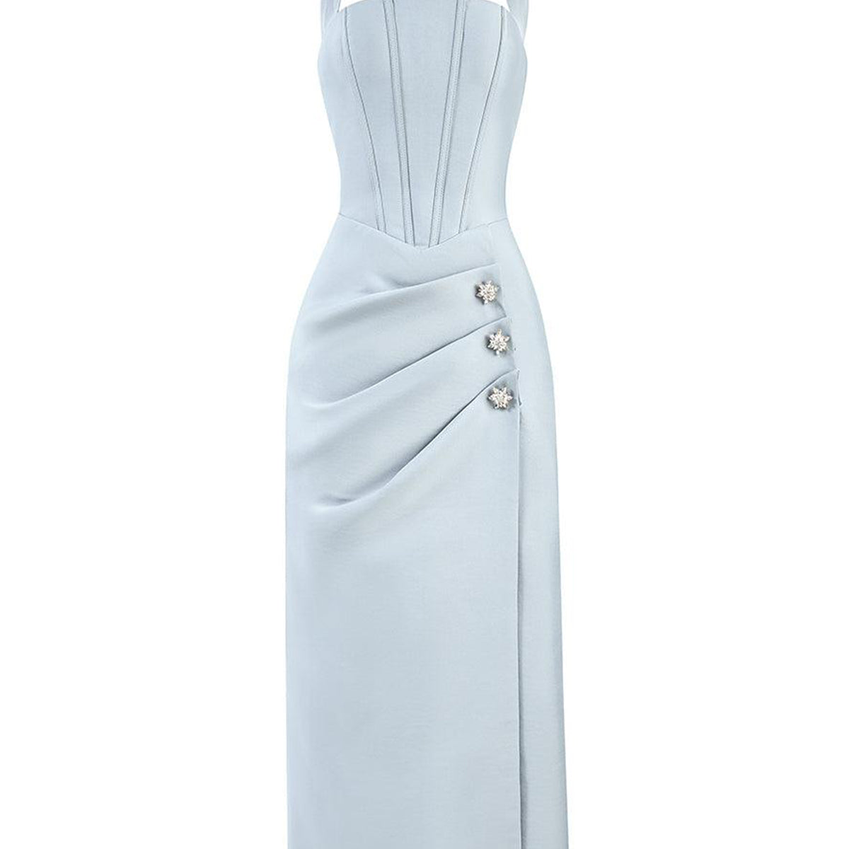 Morpho Halter Corset Taffeta Midi Dress