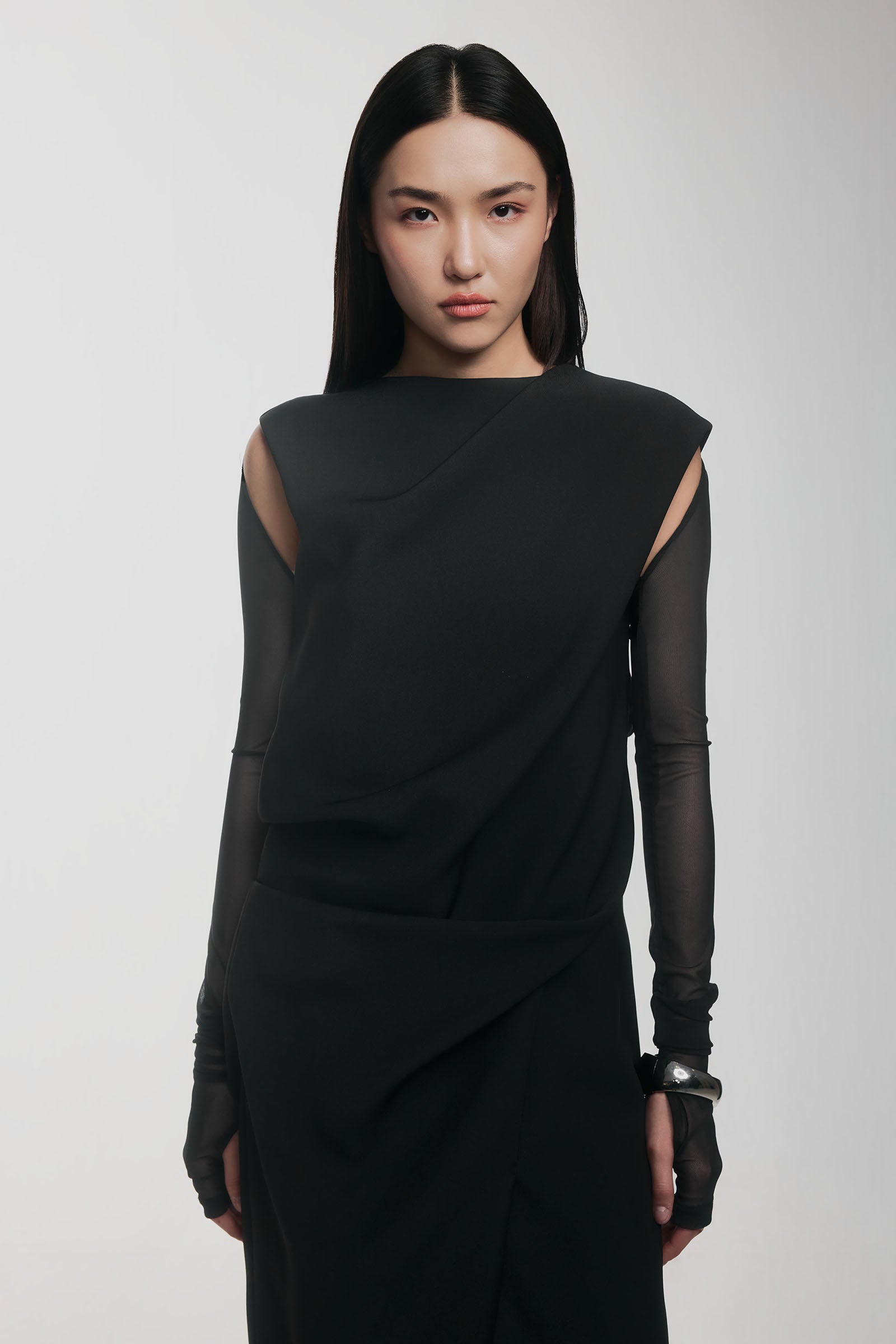 Rhea Asymmetric Neck Draped Maxi Dress