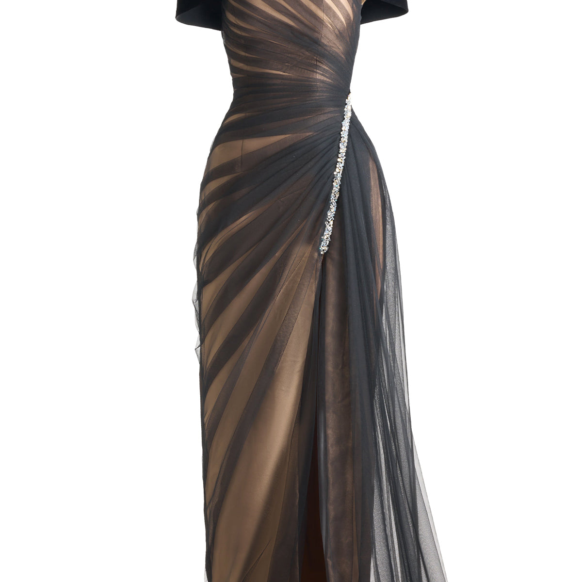 Hazel Slit Off-Shoulder Organza Maxi Dress