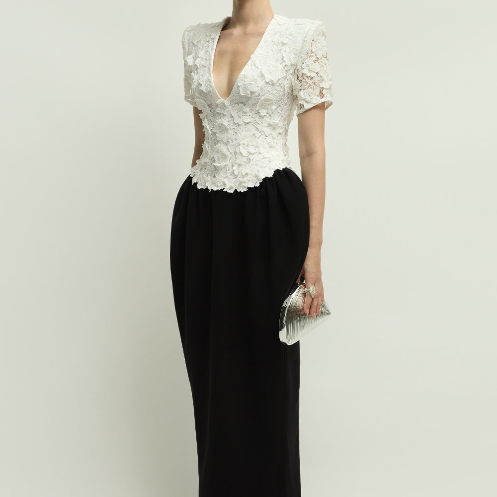 Vivien Pegged Applique Maxi Dress