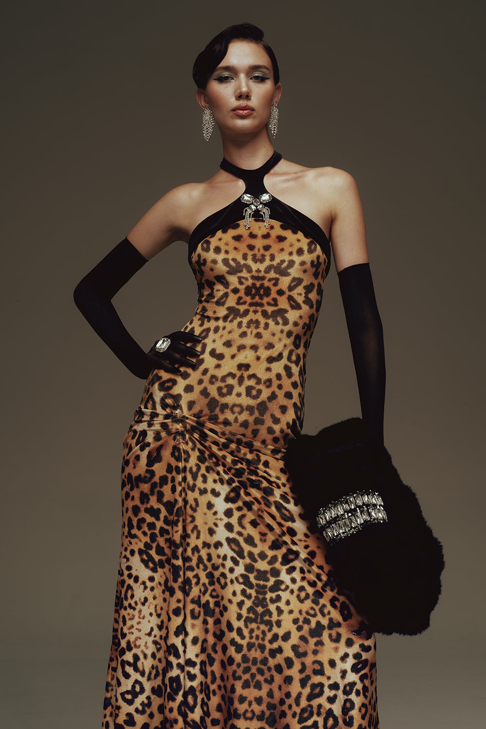 Eartha Halter Gathering Maxi Dress