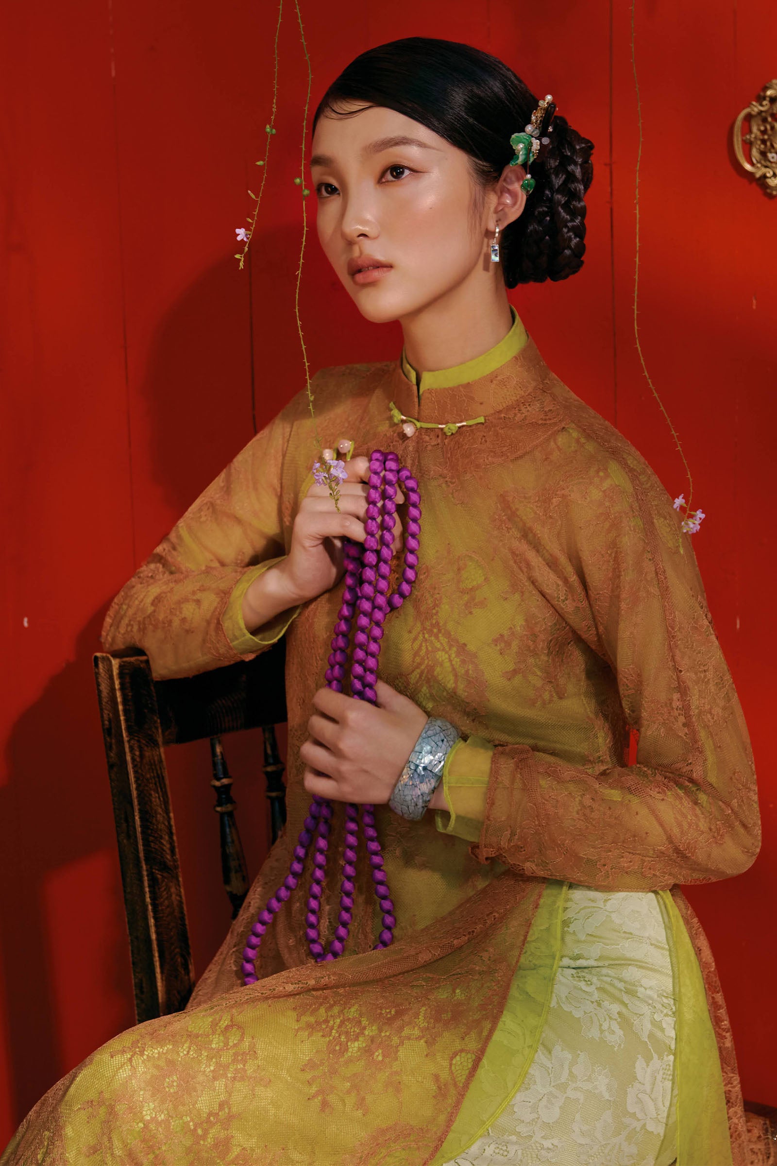 Khue Anh A-line Ao Dai Set