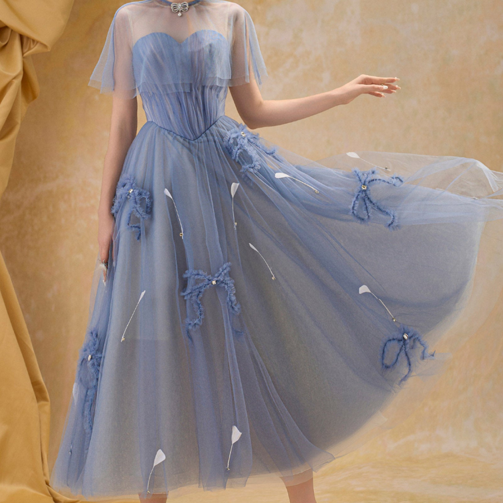 Eloise Illusion Gathering Midi Dress