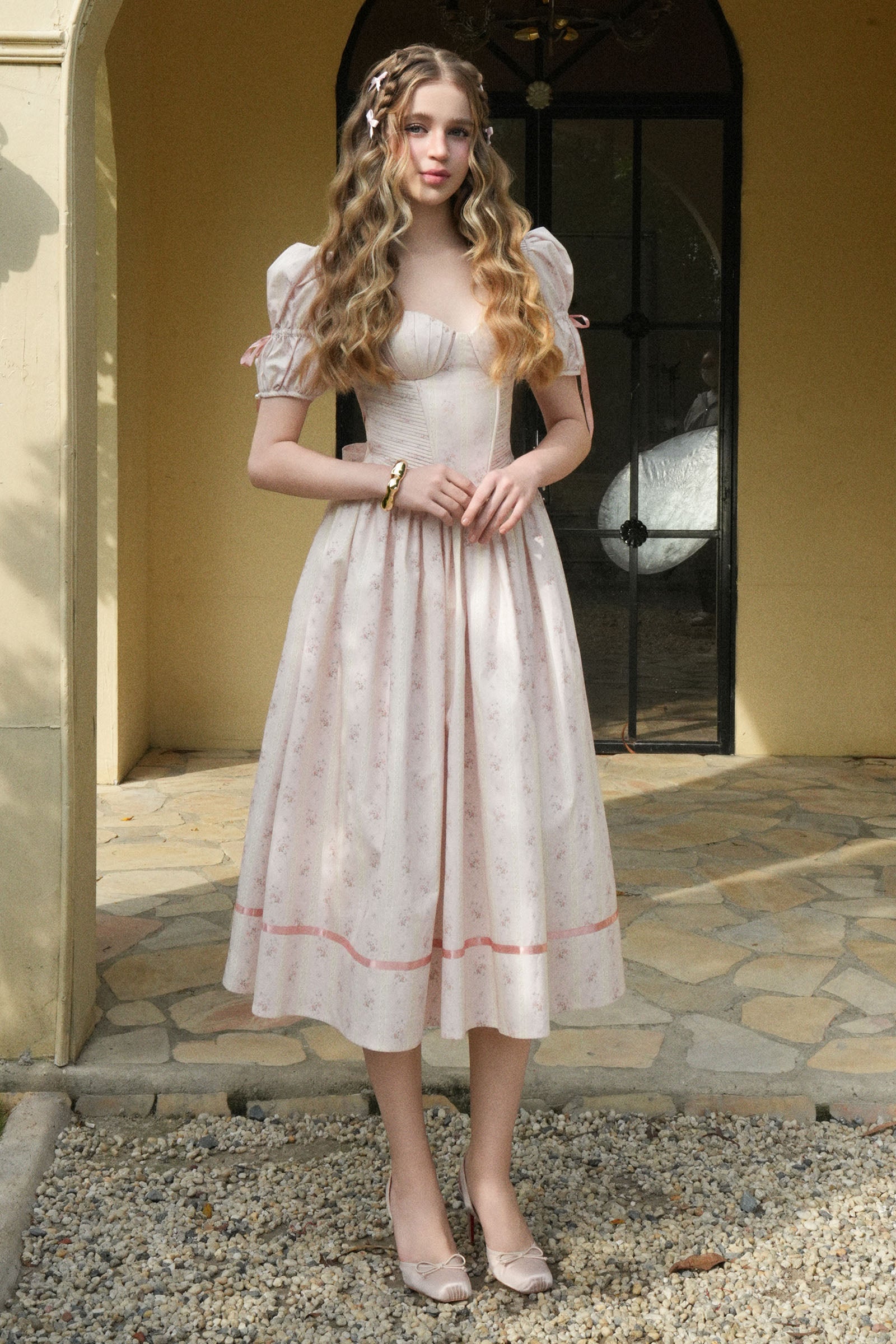 Dreambloom Puff Sleeve Midi Dress