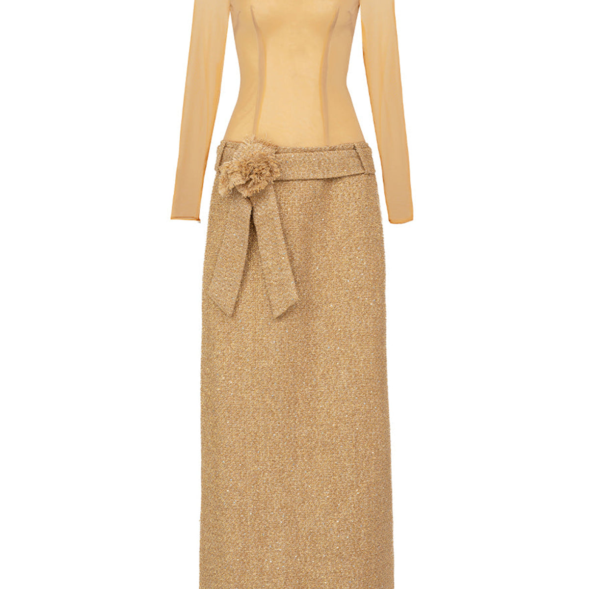 Haynes Sheath Long Sleeved Polyester Floor Length Dress