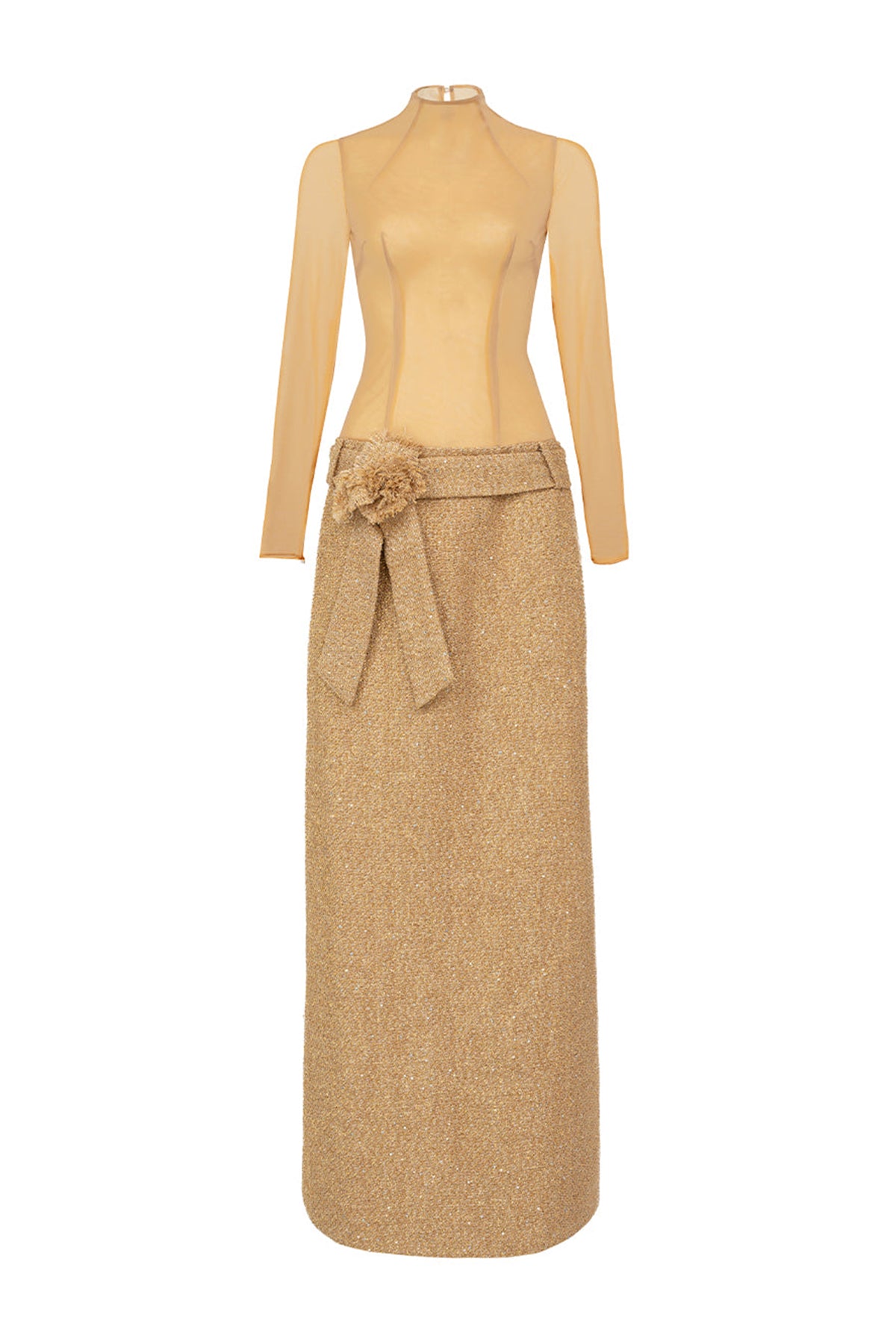 Haynes Sheath Long Sleeved Polyester Floor Length Dress