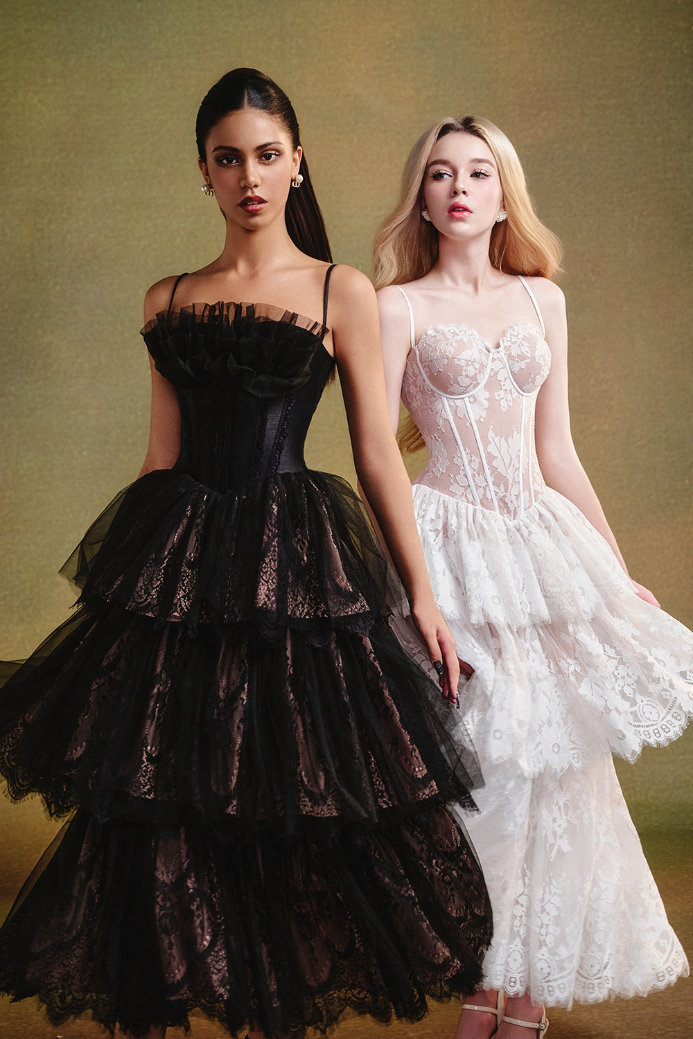 midi dress with gathering Women's The Feathers A-line Gathering Midi Dress XS/S/M/L/Customize White MEAN BLVD White / M