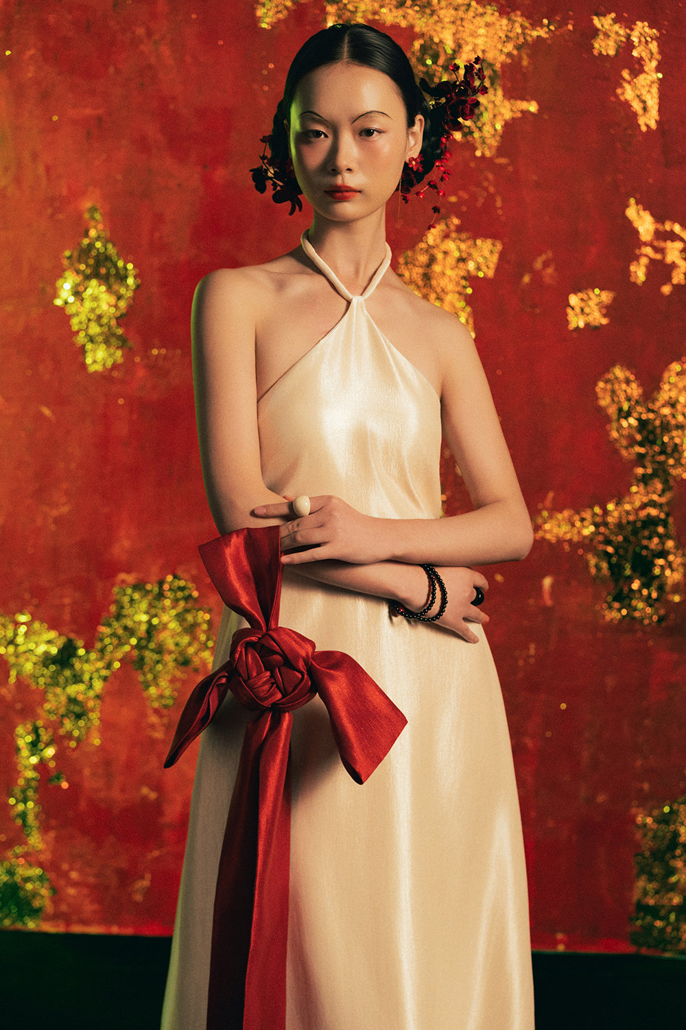 Dien Nien Halter Neck Cotton Rayon Maxi Dress