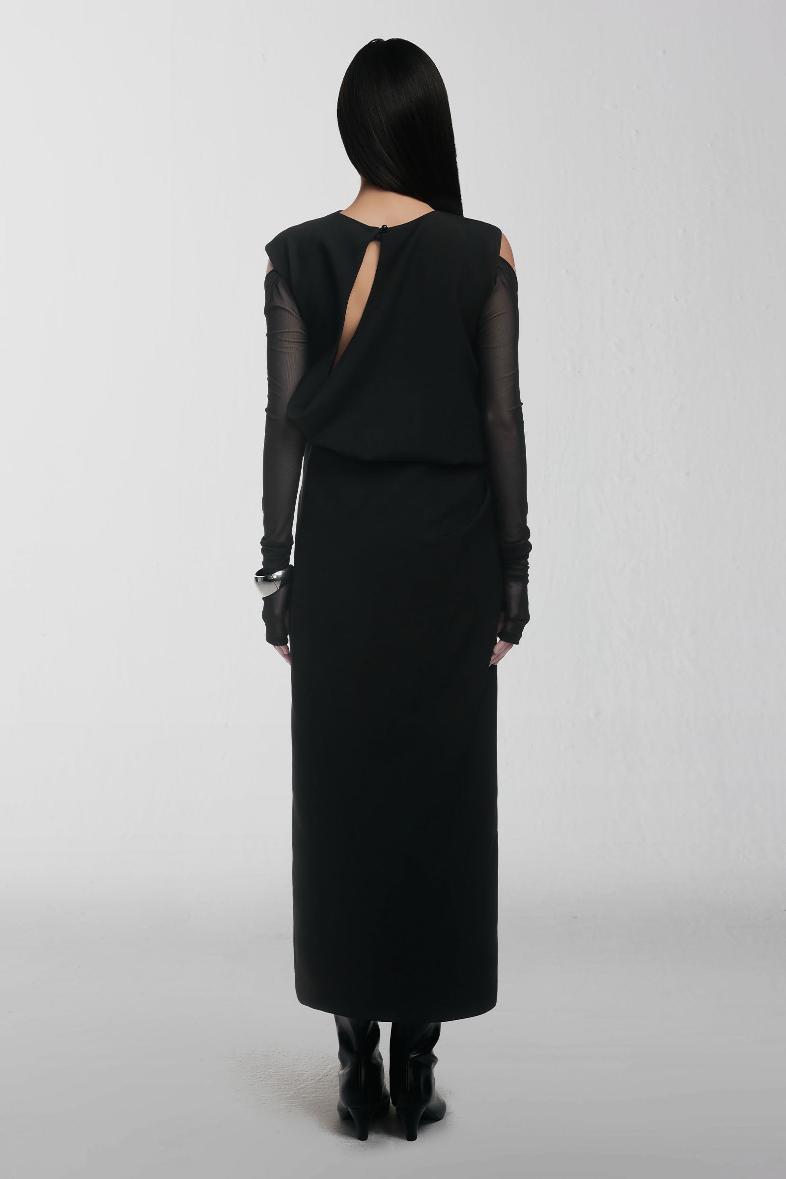 Rhea Asymmetric Neck Draped Maxi Dress