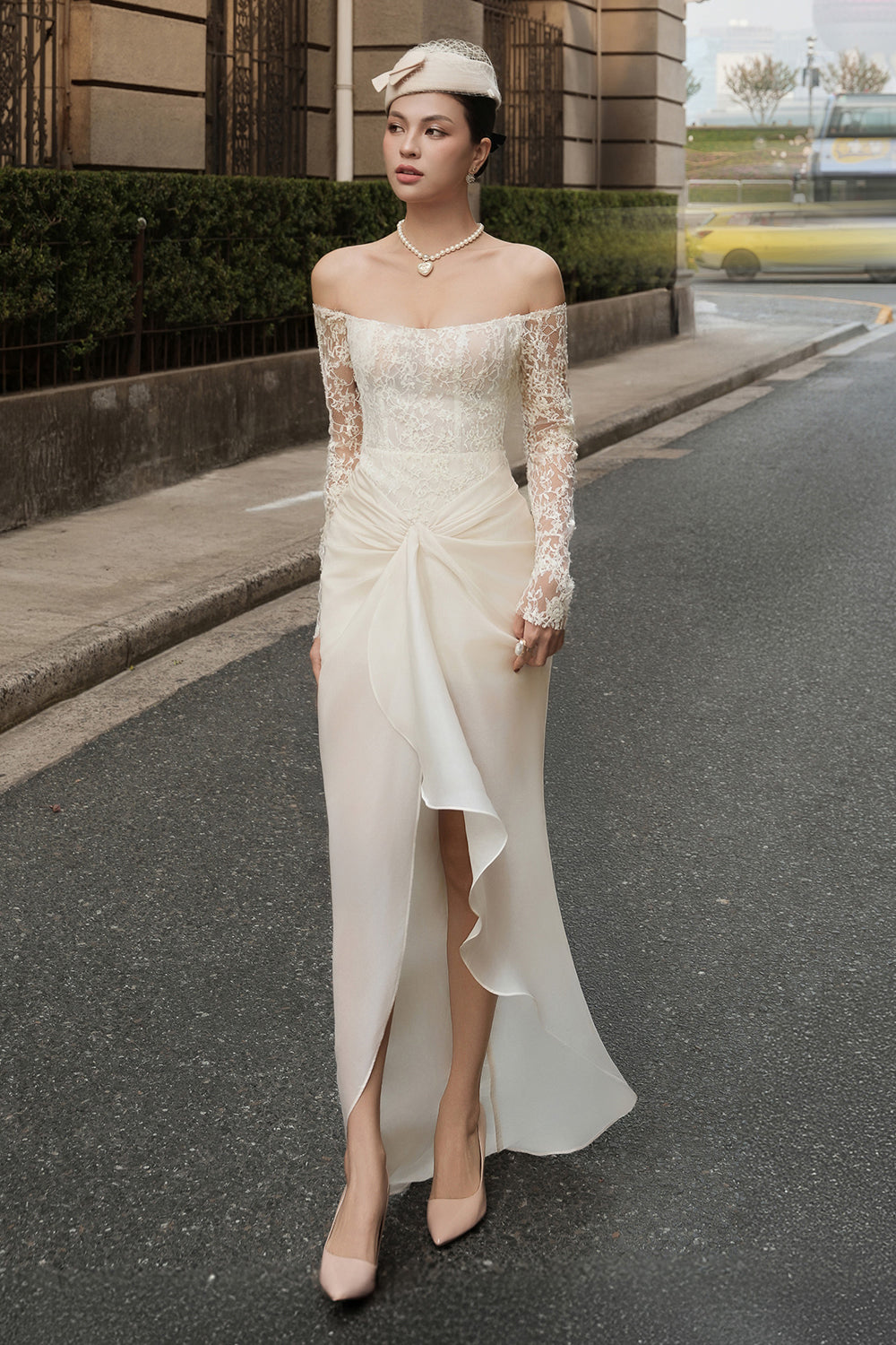 ivory wrap maxi dress Ivory Wrap Satin Dress With Flutter Sleeves