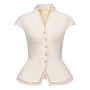 Daphne Peplum V-Neck Polyester Top