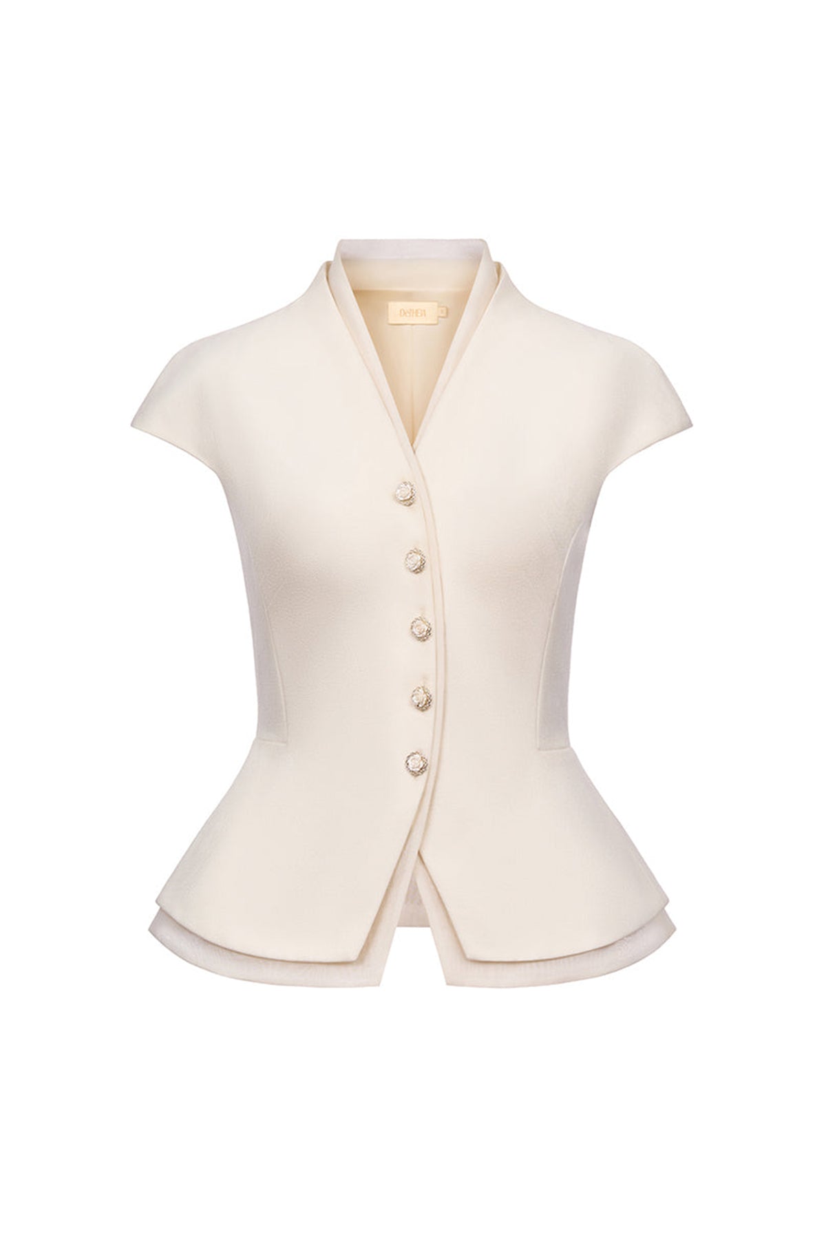 Daphne Peplum V-Neck Polyester Top