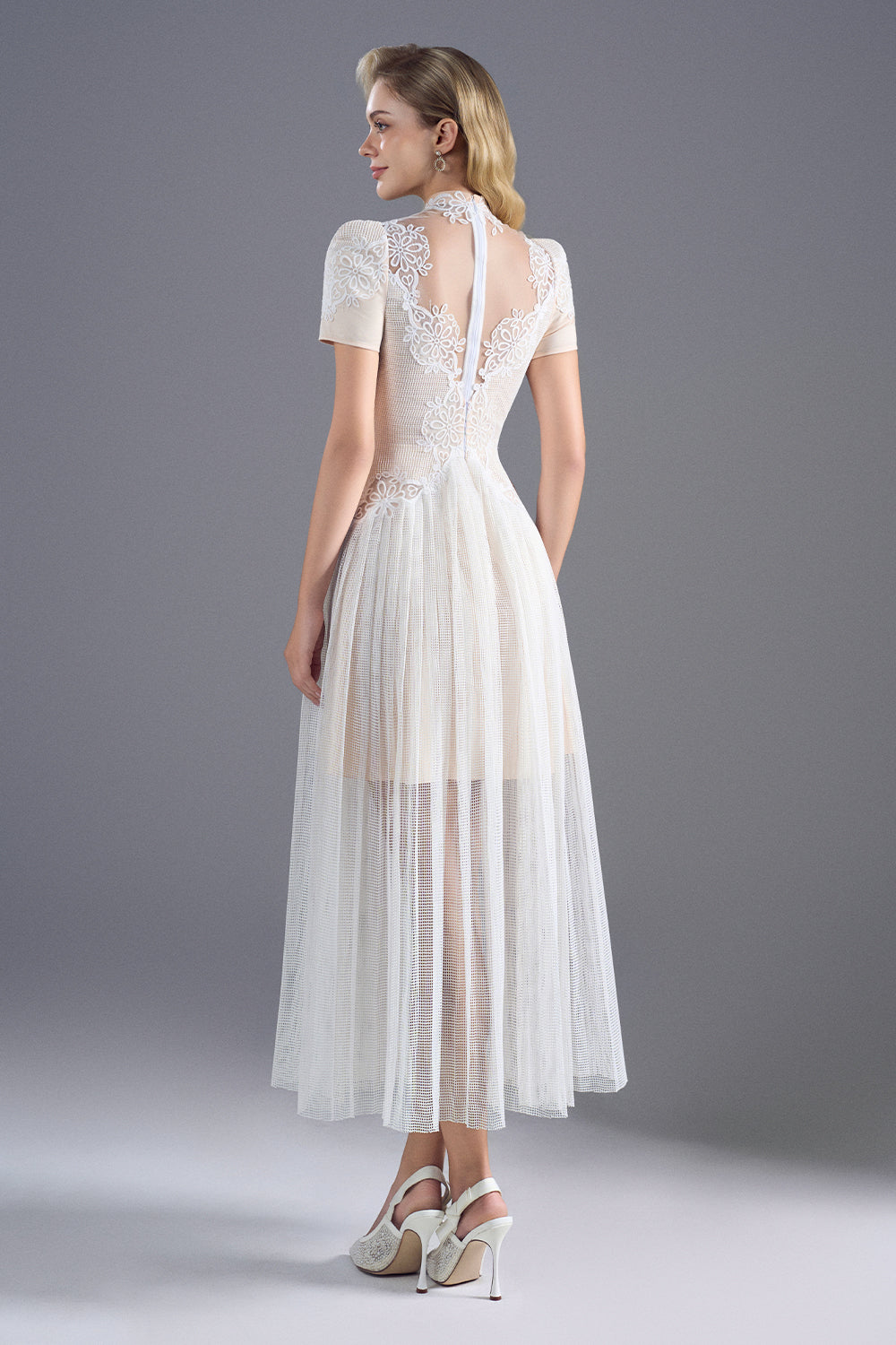 Filigree Embroidery Midi Dress