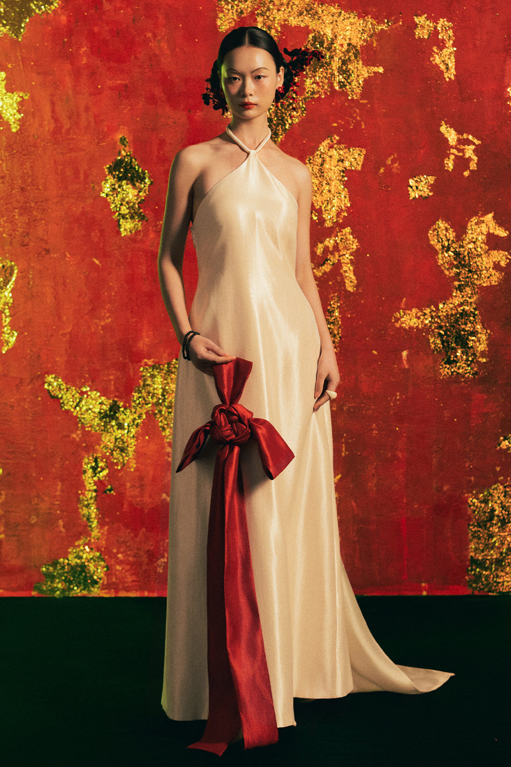 Dien Nien Halter Neck Cotton Rayon Maxi Dress