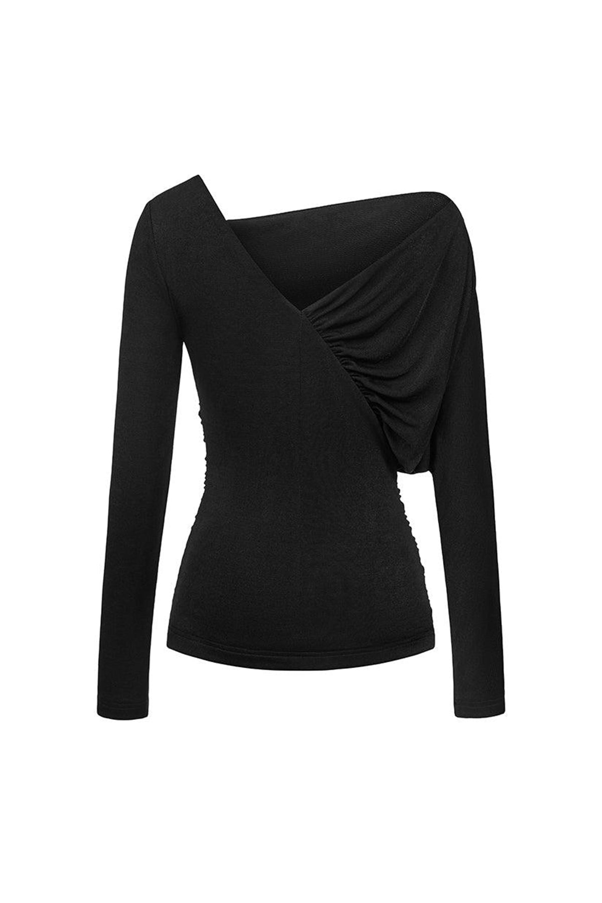 Daphne Gathered Asymmetric Neck Spandex Top