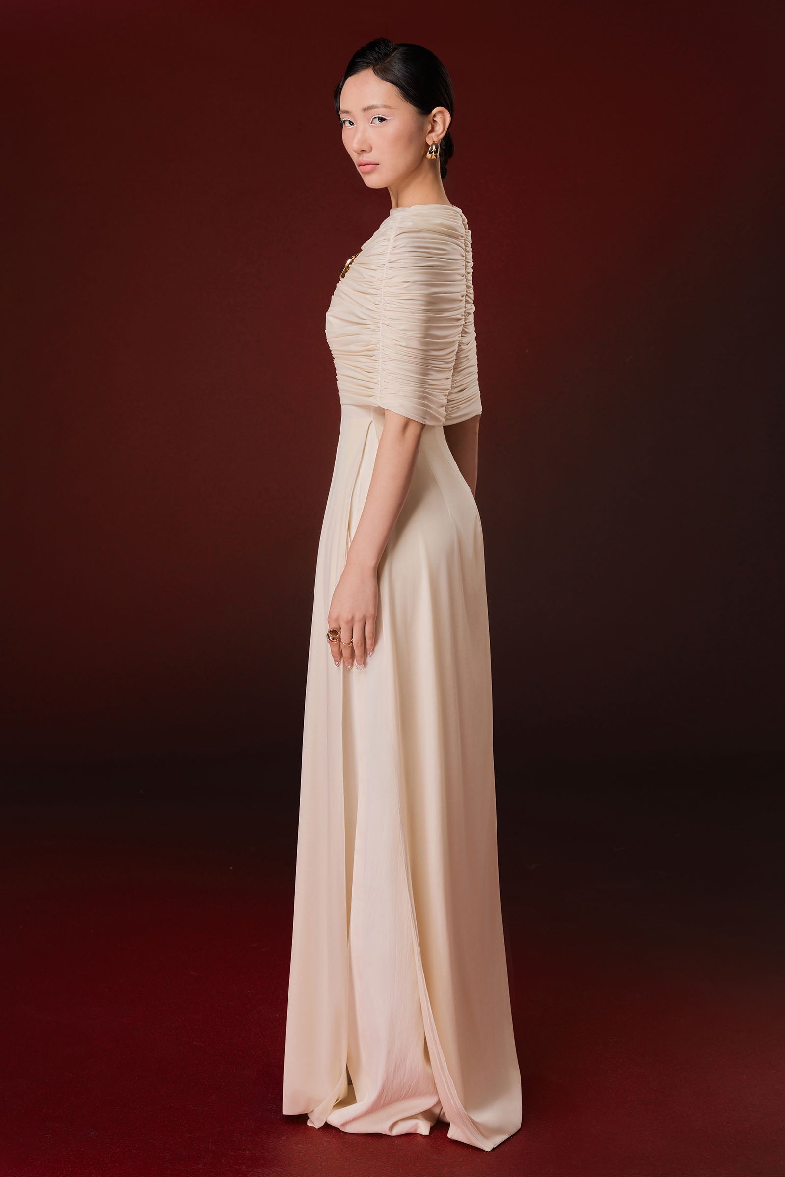 Ivoire Draped Ao Dai Set